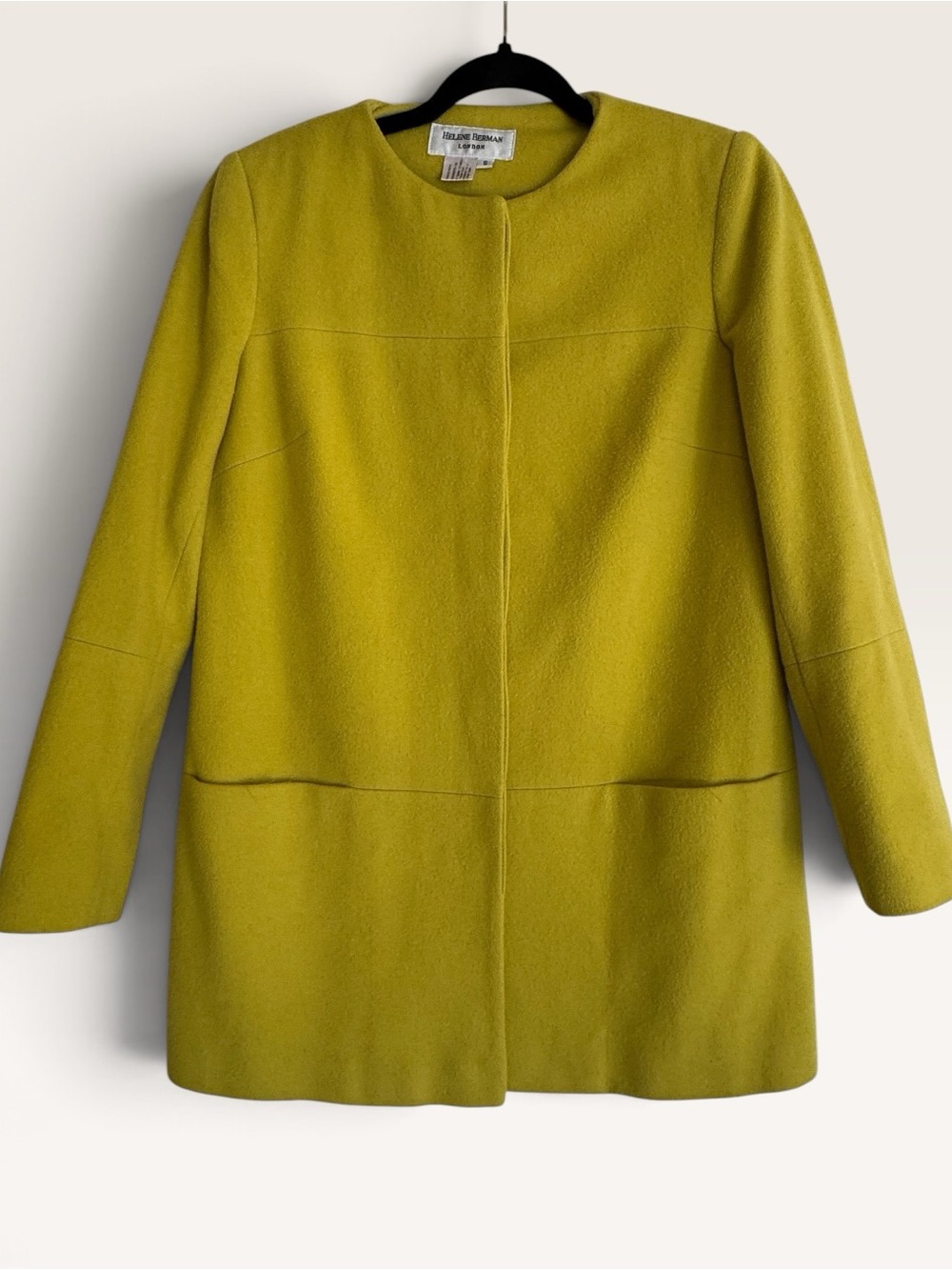 Helene Berman London Wool Cashmere Lantern Coat S Chartreuse